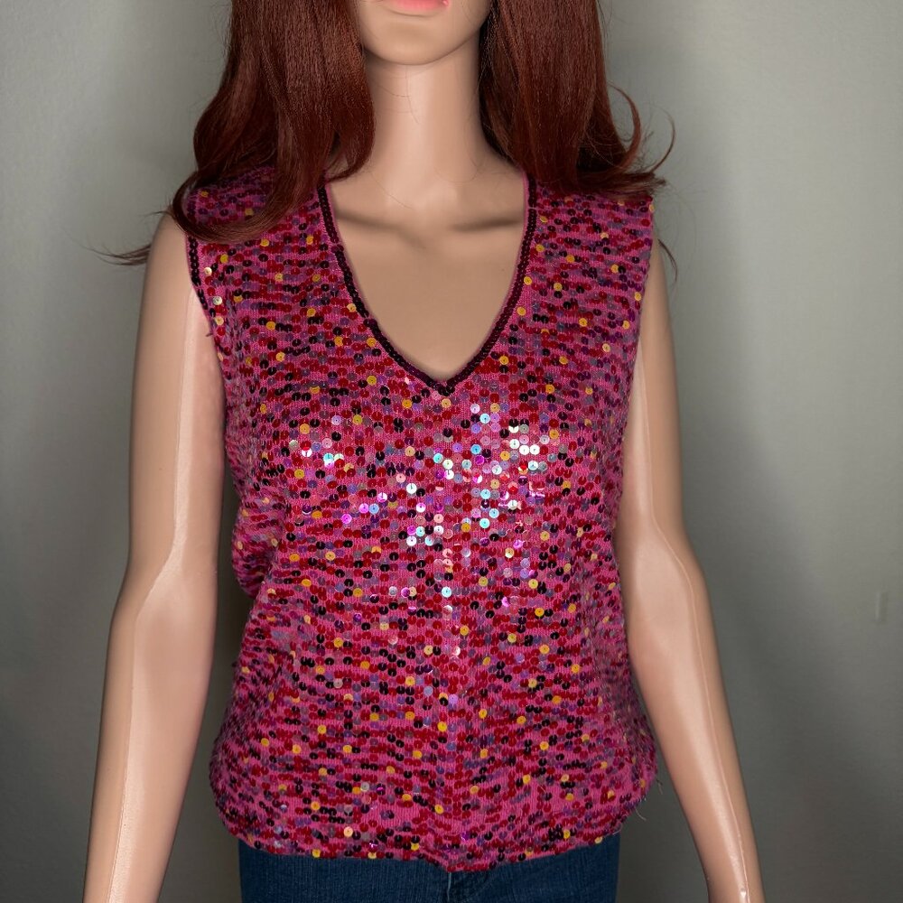 Venezia Jeans Pink Sequin Sleeveless Top